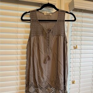 Lovestitch Taupe Crochet Detail Blouse